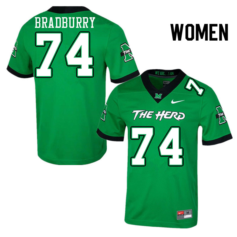 Women #74 Chris Bradburry Marshall Thundering Herd College Football Jerseys Stitched Sale-Green